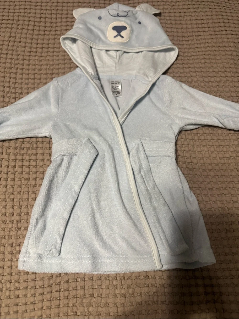 Carter's Light Blue Bear Hooded Bath Robe
